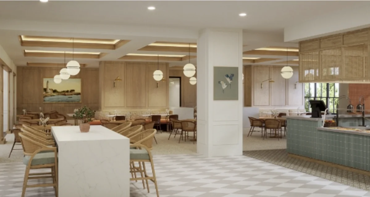 Café and dining area at Mozaic Concierge Living, Stamford, CT